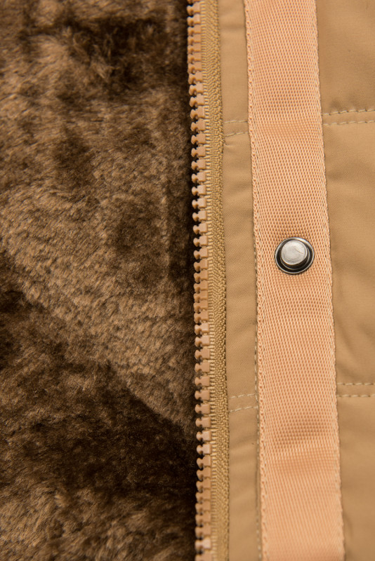 Wintermantel mit Teddy-Futter camel braun