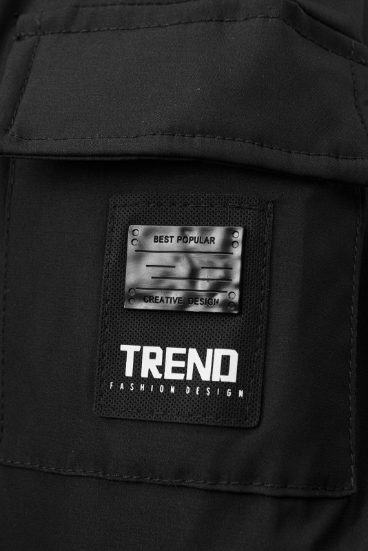 Jungen Winterjacke mit Kunstfell Schwarz