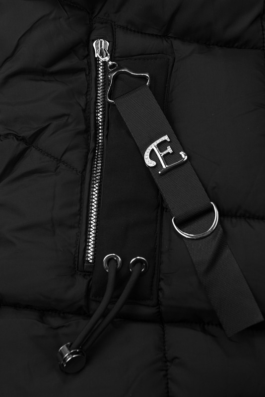 Verlängerter Damen-Wintermantel Schwarz