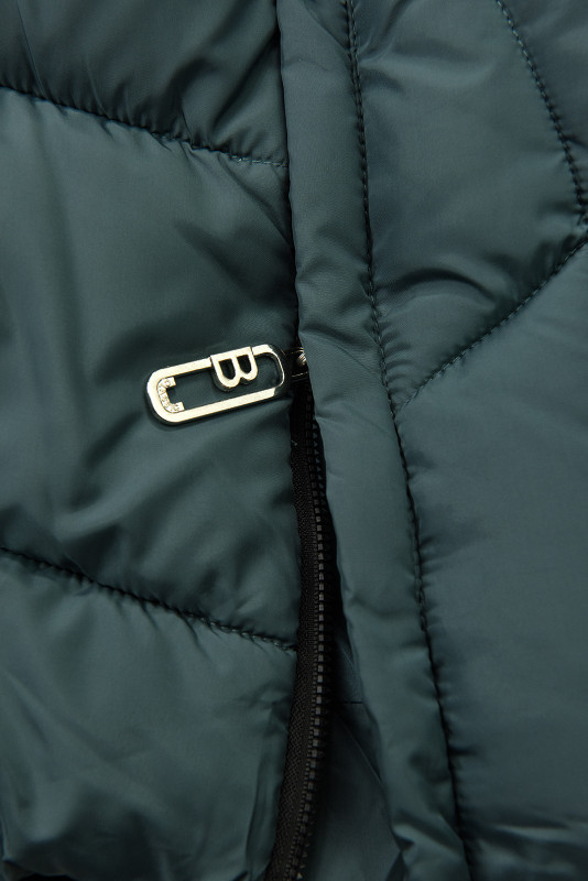 Verlängerter Damen-Wintermantel Petrolgrün