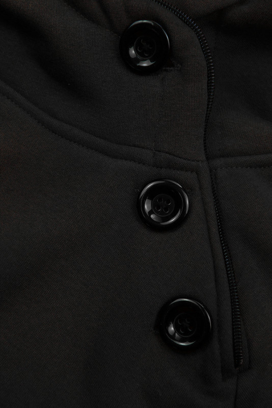 Verlängerte Sweatshirt/Sweatkleid mit Kapuze schwarz
