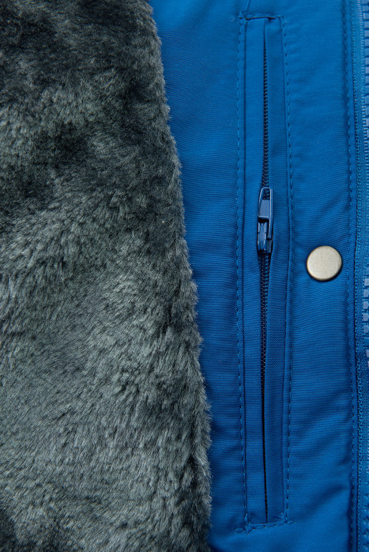 Winterjacke mit Teddy-Futter kobaltblau/grau