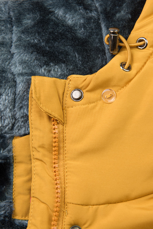 Winterjacke mit Teddy-Futter gelb/grau