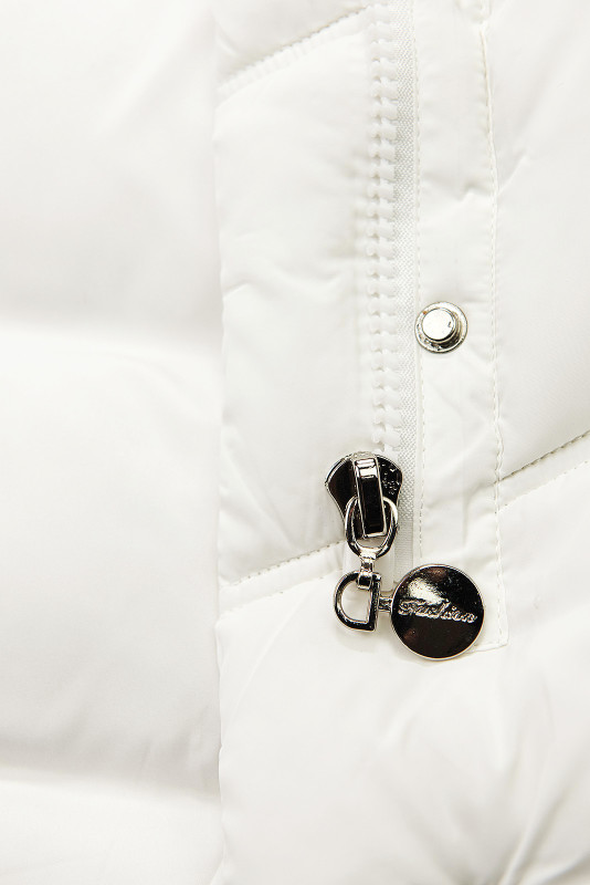 Winterjacke mit Gürtel und Kunstfell Weiß