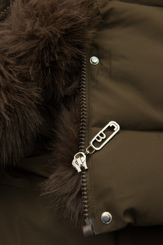 Damen-Winterjacke mit abnehmbarem Kunstfell Braun