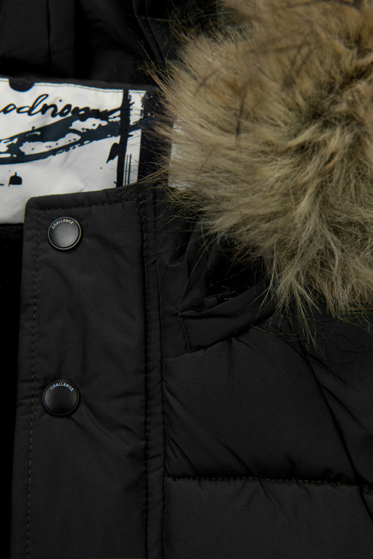 Jungen Winterjacke mit Kapuze, Schwarz
