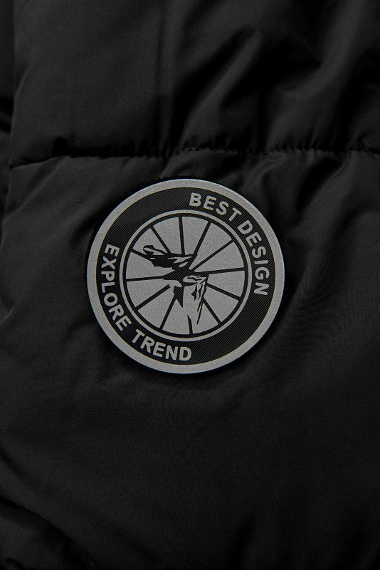 Jungen Winterjacke mit Kapuze, Schwarz