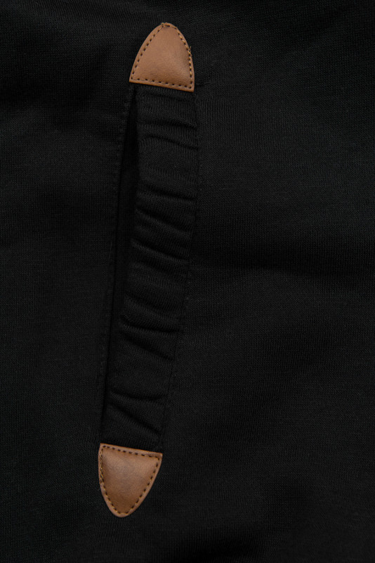 Verlängerte Sweatjacke mit hohem Kragen und Kapuze schwarz