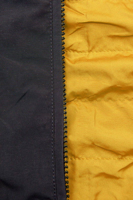 Beidseitig tragbare Frühlings-Wendeparka dunkelblau/gelb