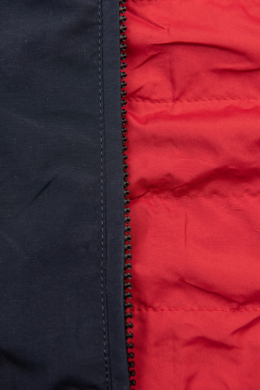 Beidseitig tragbare Frühlings-Wendeparka dunkelblau/rot