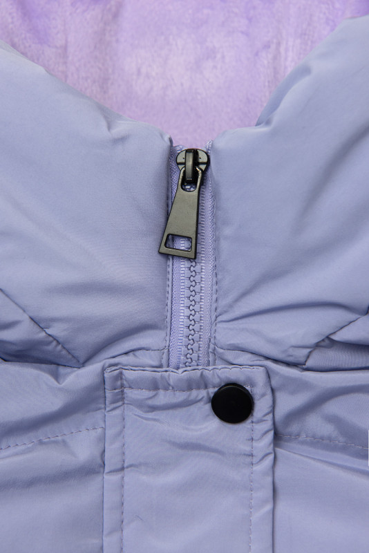 Lange Steppweste mit Kapuze Lila