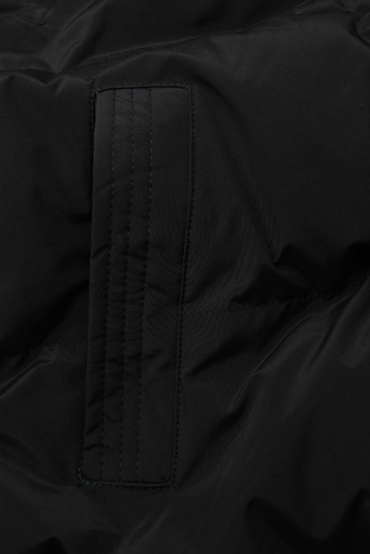 Lange Steppweste mit Kapuze Schwarz