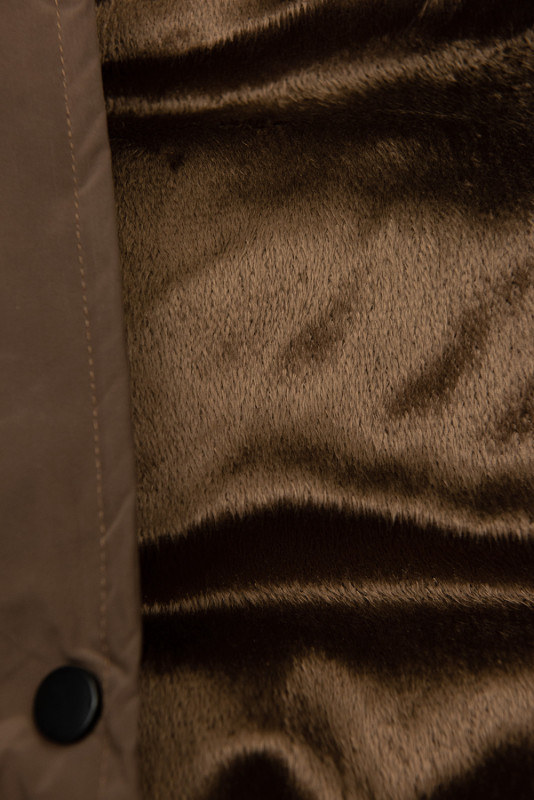 Lange Steppweste mit Kapuze Braun