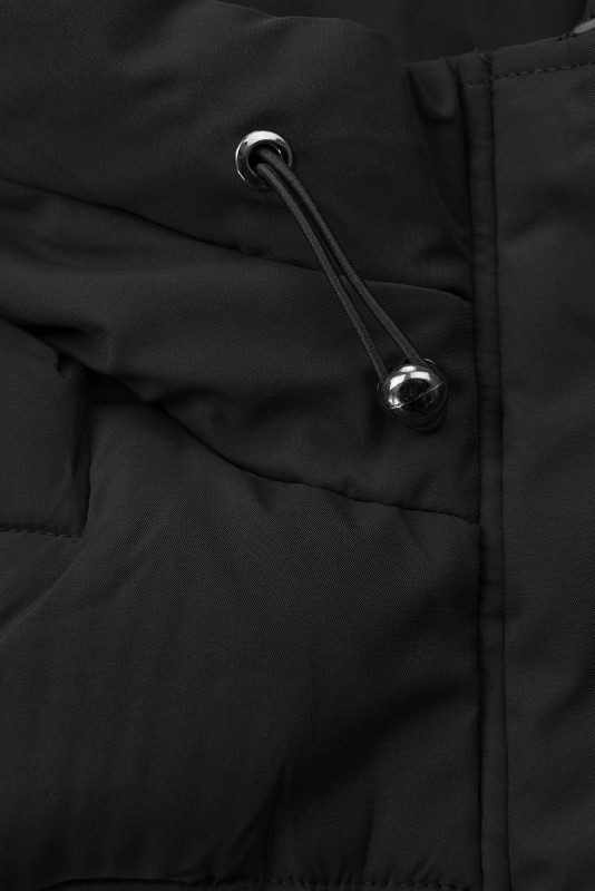Gesteppte Winterjacke im verlängerten Schnitt, Schwarz