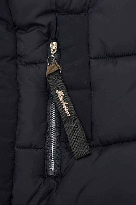 Lange Winterjacke mit Kunstpelz Dunkelblau