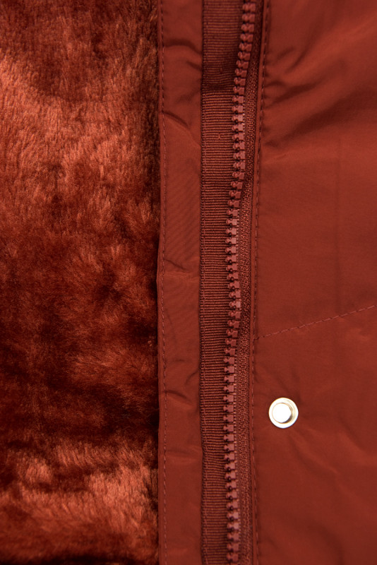 Winterjacke mit kuscheliger Teddy Fleece braunrot