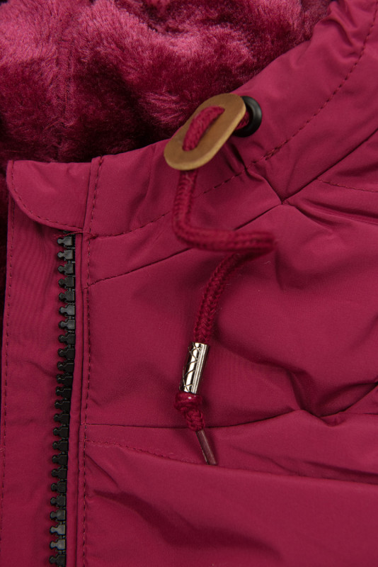 Winterjacke mit warmem Teddyfell weinrot