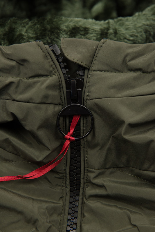 Winterjacke mit warmem Teddyfell khaki