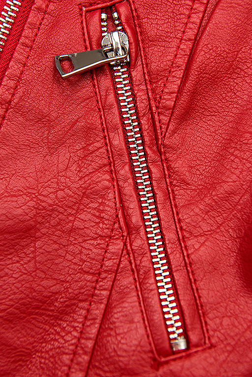 Lederimitatjacke im Biker-Look rot