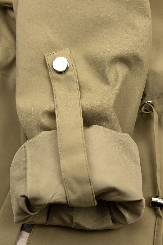 Trenchcoat mit Karo-Details Sandbraun