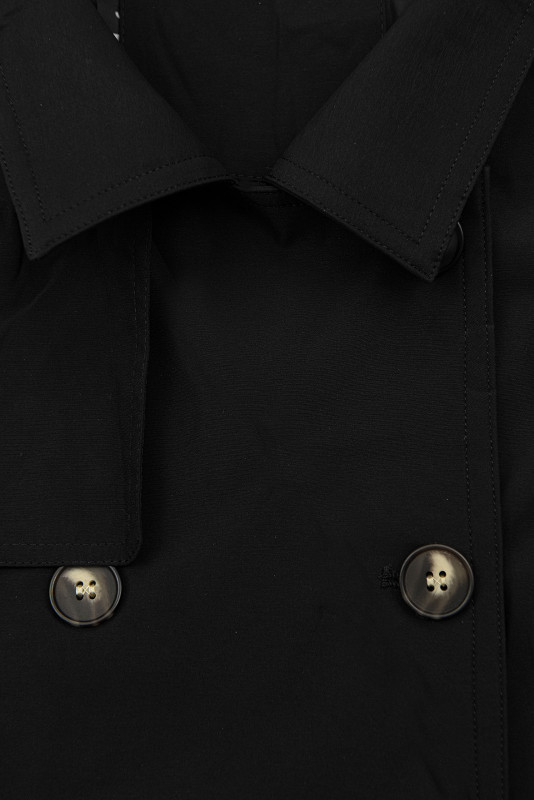Zweireihiger Trenchcoat Schwarz