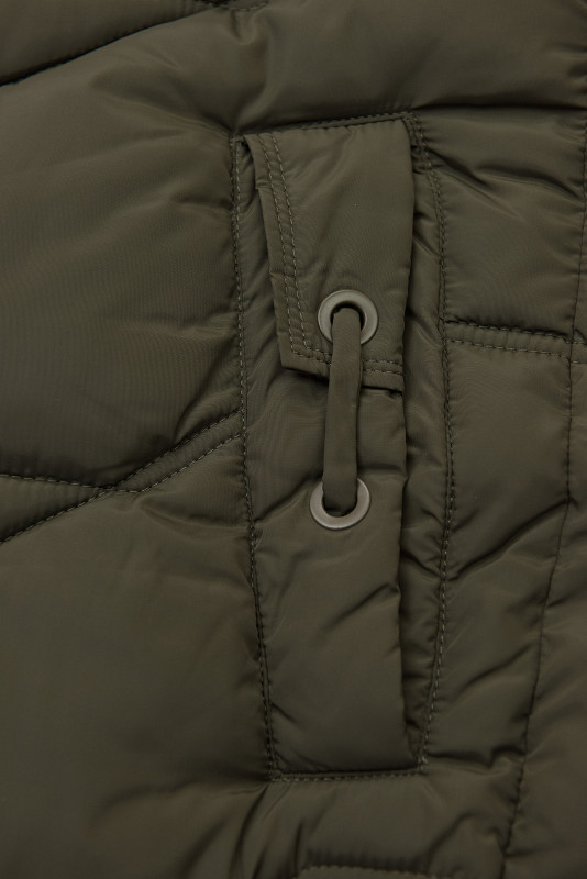 Elegante Winterjacke mit Kunstfell, Khaki