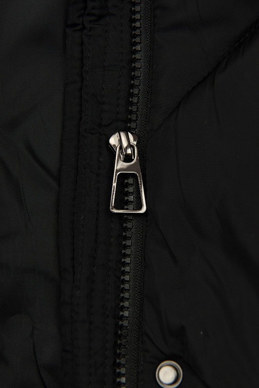 Damen-Winterjacke mit Strickbündchen Schwarz