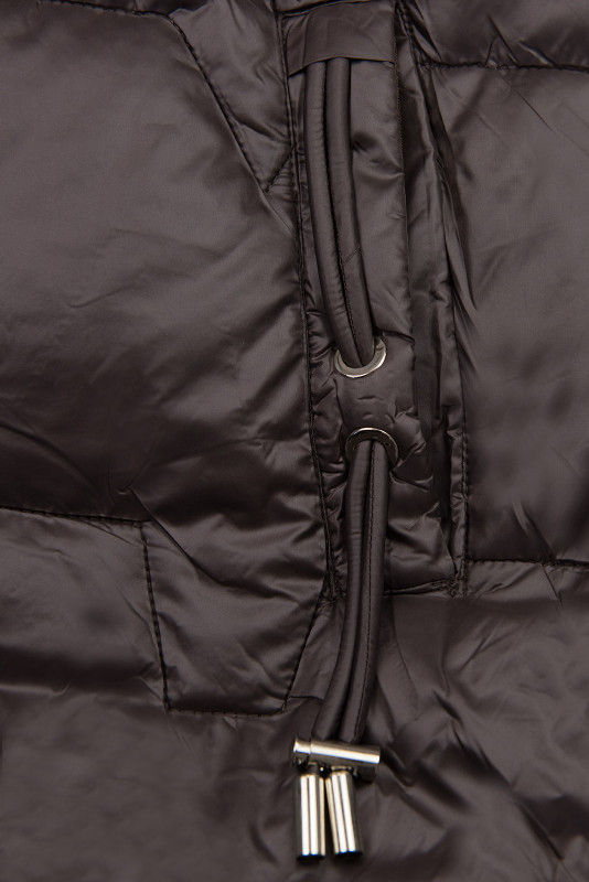 Winterjacke mit Fell, halbglänzend, Braun