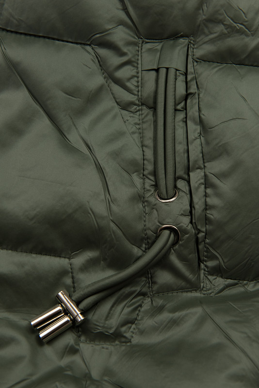 Winterjacke mit Fell, halbglänzend, Grün