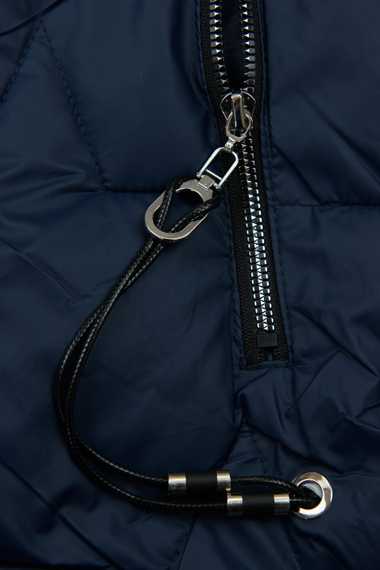 Damen-Steppmantel für den Winter mit abnehmbarem Fell Navy