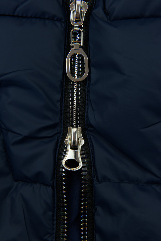 Damen-Steppmantel für den Winter mit abnehmbarem Fell Navy