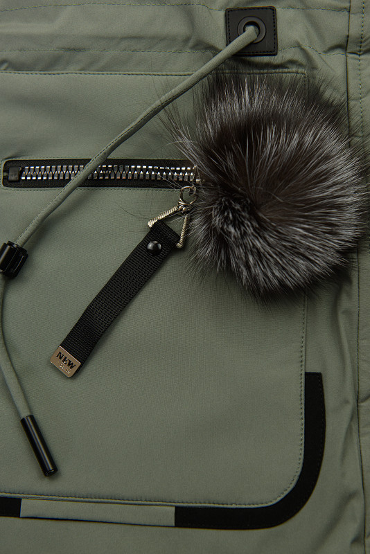 Langer Damen-Winterparka mit verstellbarer Taille Grün