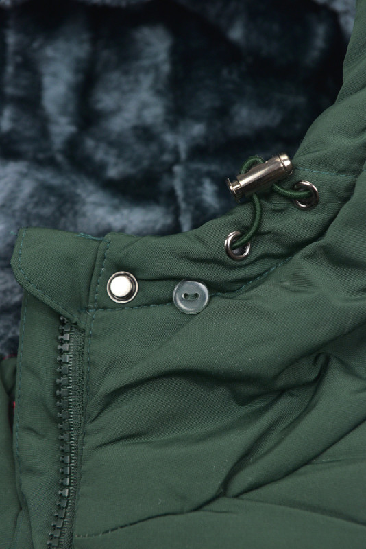 Winterjacke mit Teddy-Futter dunkelgrün/grau