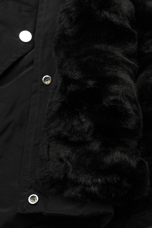 Parka mit Kunstpelz Saum schwarz-schwarz