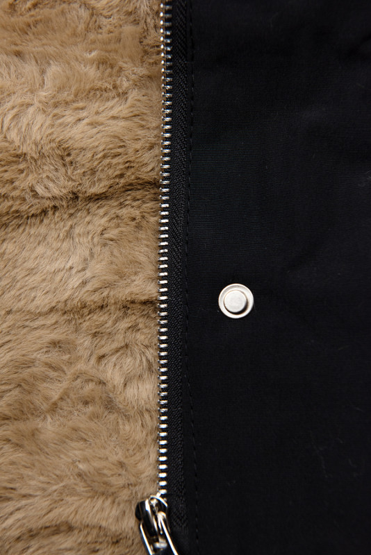 Winterparka mit Fellimitat schwarz