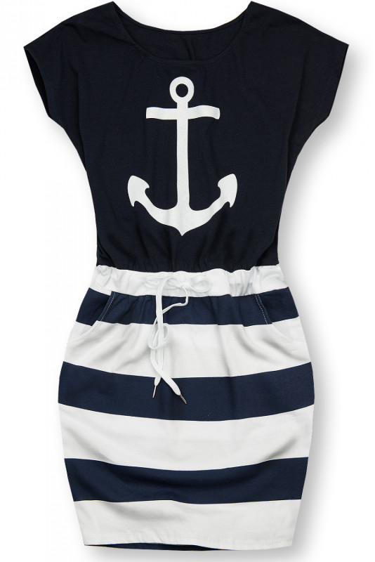 Kleid im Anker Druck dunkelblau