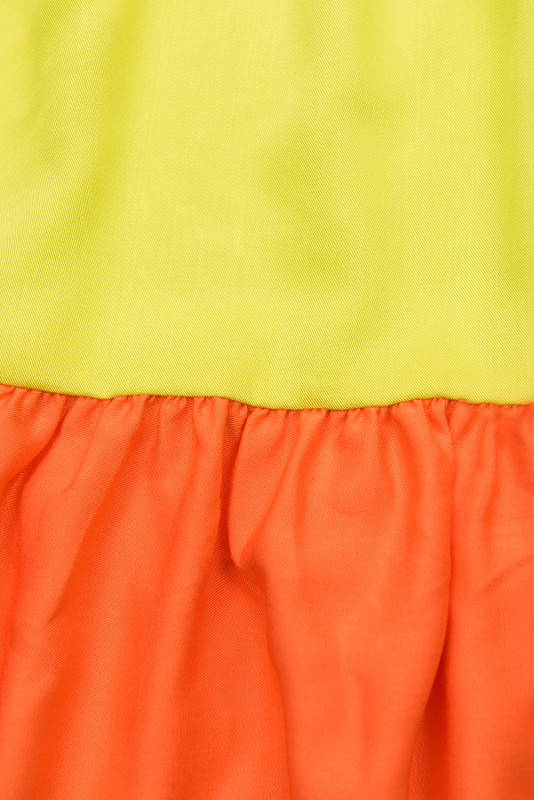 Kleid mit Color-Blocking-Optik gelbgrün/orange