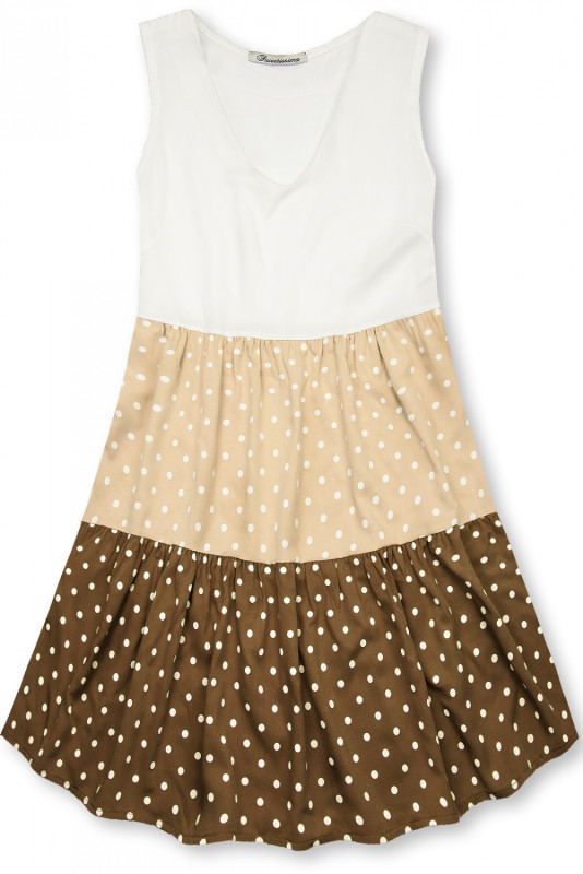 Kleid mit Punktedruck beige/braun
