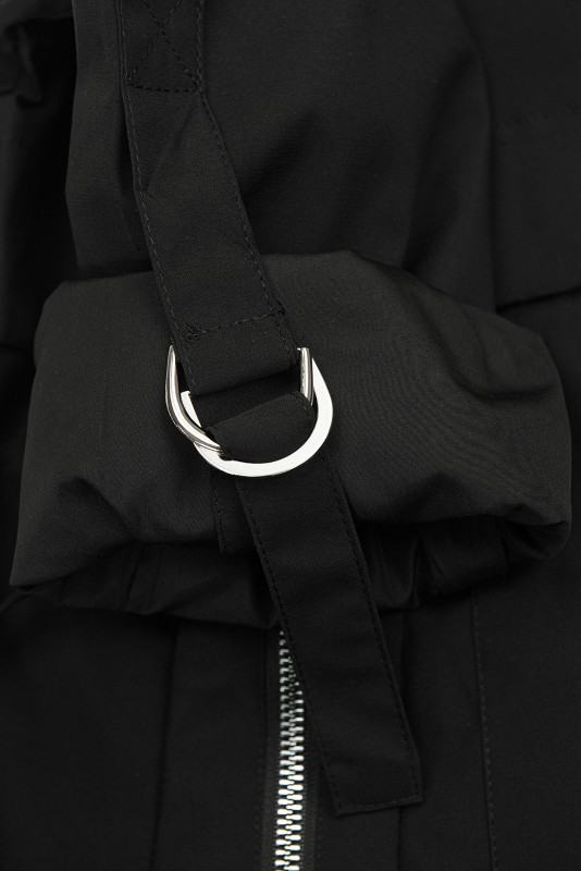 Verlängerter Parka s Print in der Kapuze Schwarz