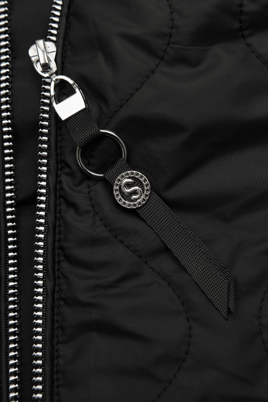 Damen-Übergangsjacke mit Strickärmeln Schwarz