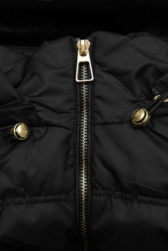 Gesteppte Damenweste mit abnehmbarer Kapuze Schwarz