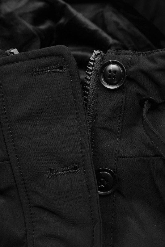 Parkajacke für Winter mit Kunstfell schwarz/braun