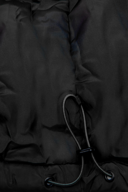 Mantel mit Kapuze und abnehmbarem Kunstfell-Kragen schwarz/beige