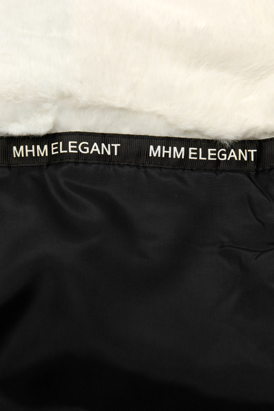 Mantel mit Kapuze und abnehmbarem Kunstfell-Kragen schwarz/beige