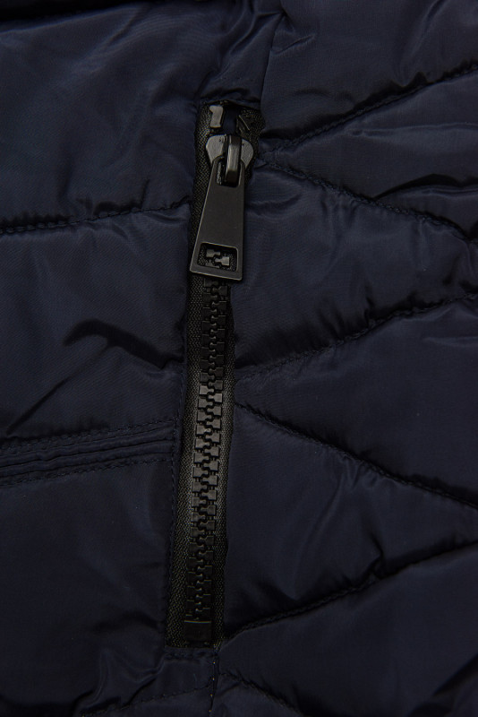 Winterjacke mit edler Kunstpelz-Kapuze Navyblau