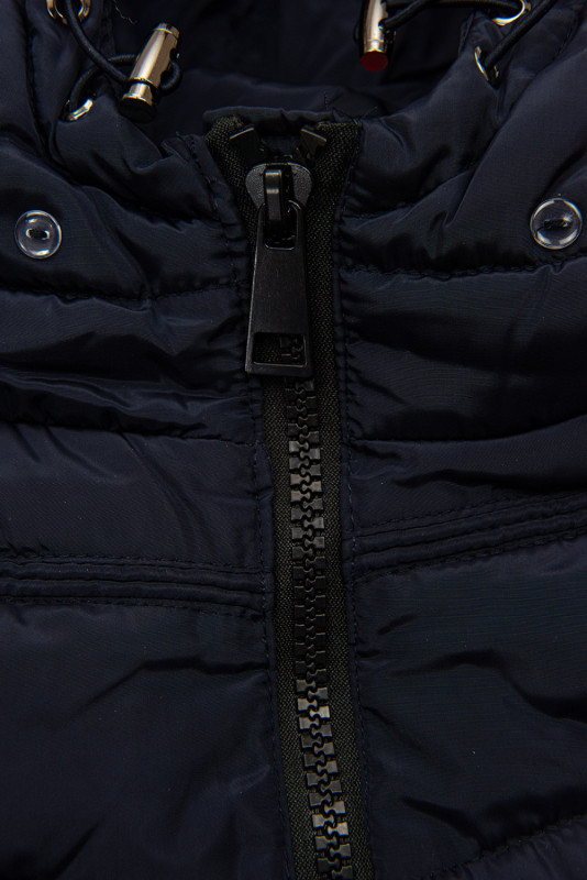 Winterjacke mit edler Kunstpelz-Kapuze Navyblau