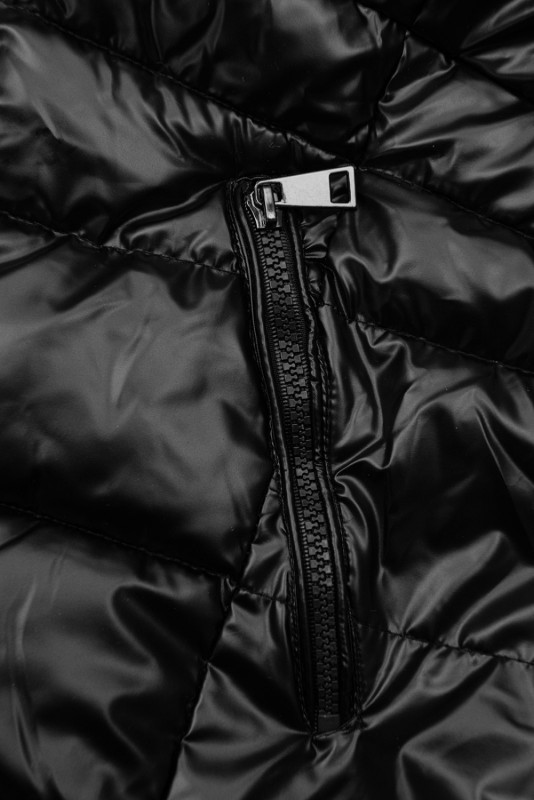 Gesteppte Winterjacke in glänzender Optik Schwarz