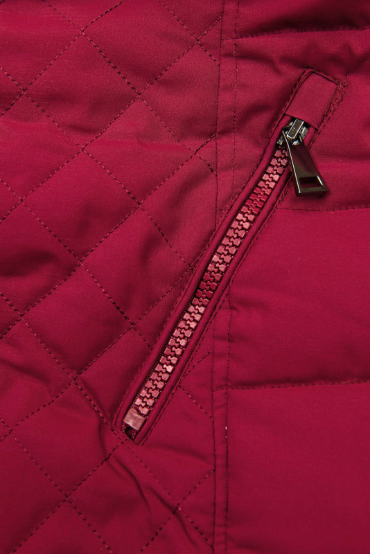 Warme Steppjacke mit Kapuze Burgundy