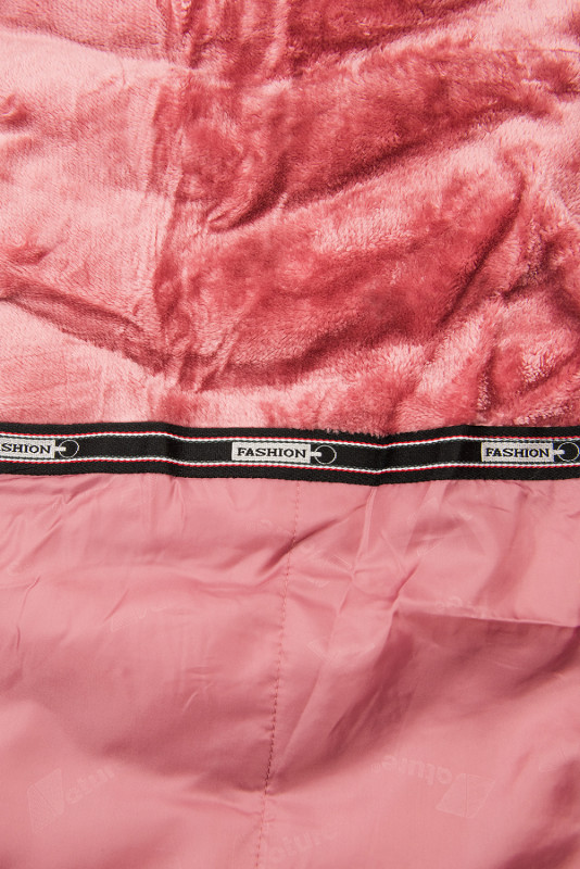 Winterjacke mit Fellimitat an der Kapuze rosa