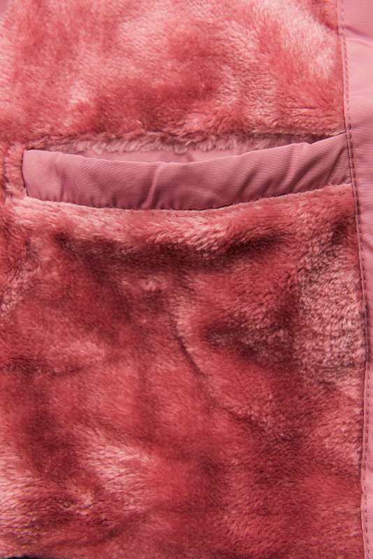 Winterjacke mit Fellimitat an der Kapuze rosa